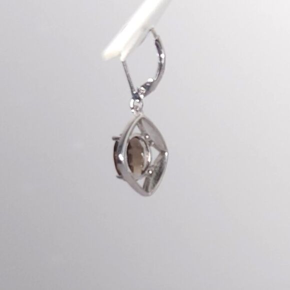 Smoky Topaz Dangle Earrings in Sterling Silver - Picture 4 of 11